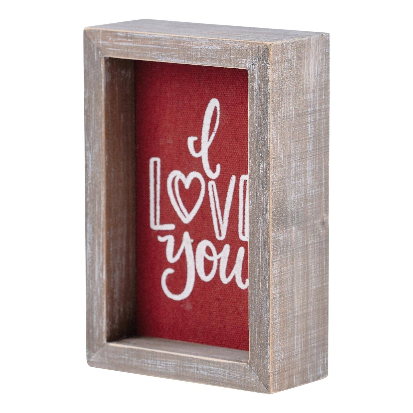I Love You Red Linen Framed Board