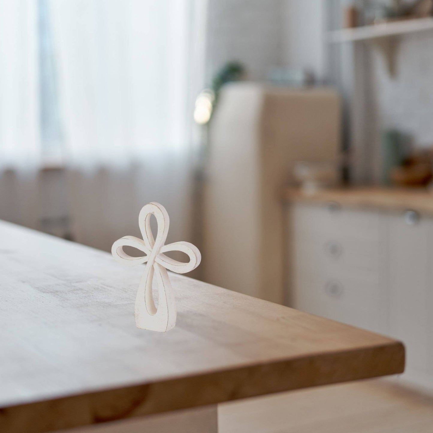 8" Whitewash Tabletop Cross