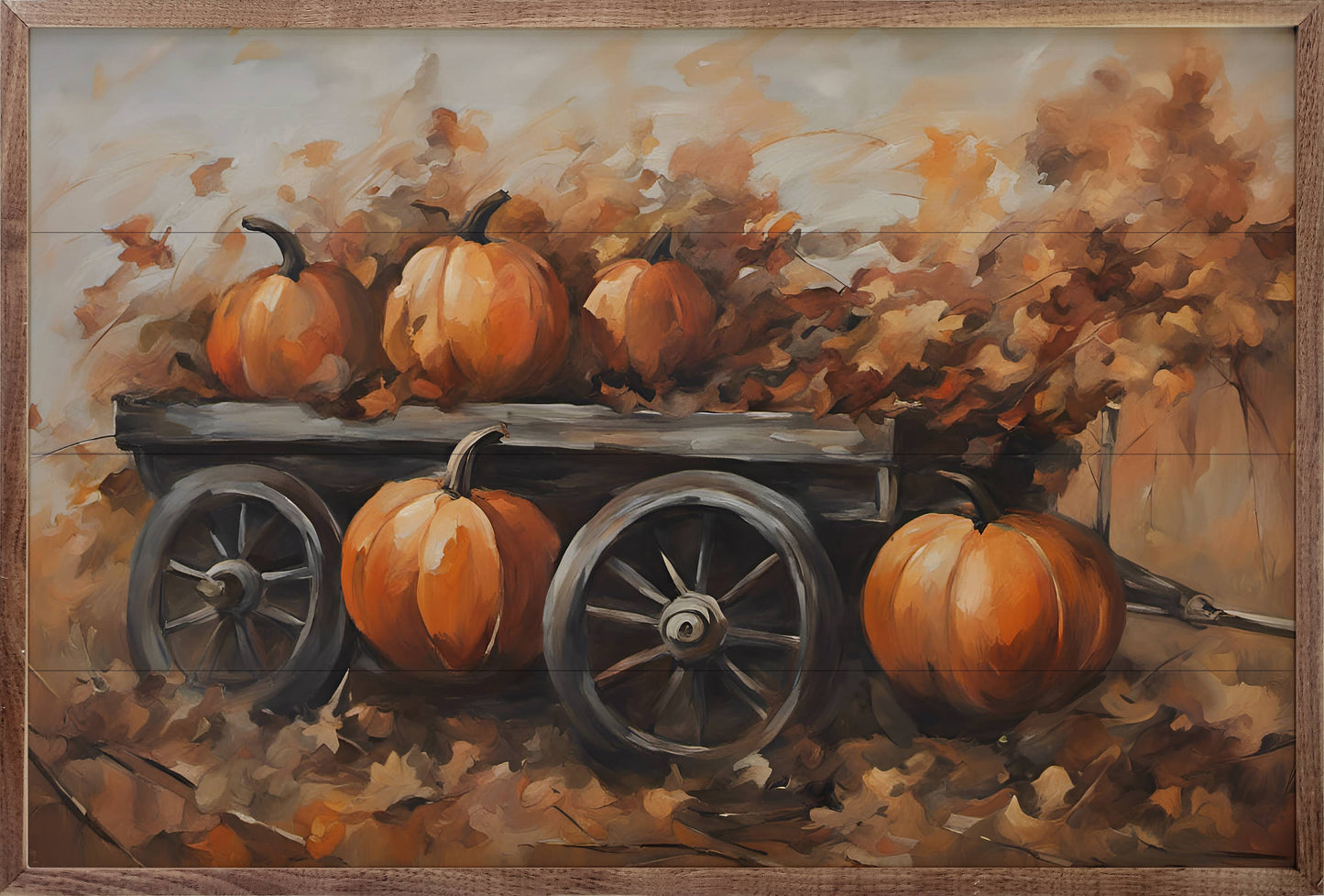 Pumpkins On Wagon: 24 x 16 x 1.5