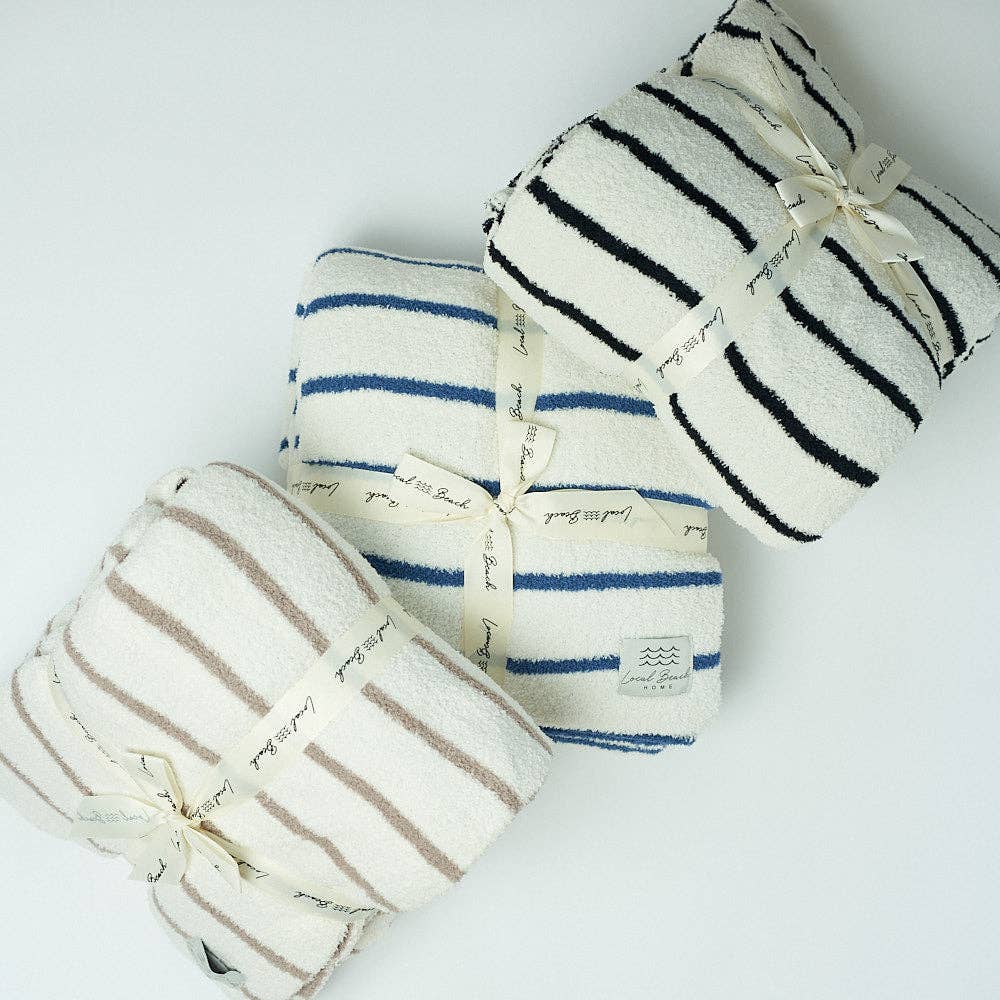 Striped Luxe Home Blanket: Taupe/Cream