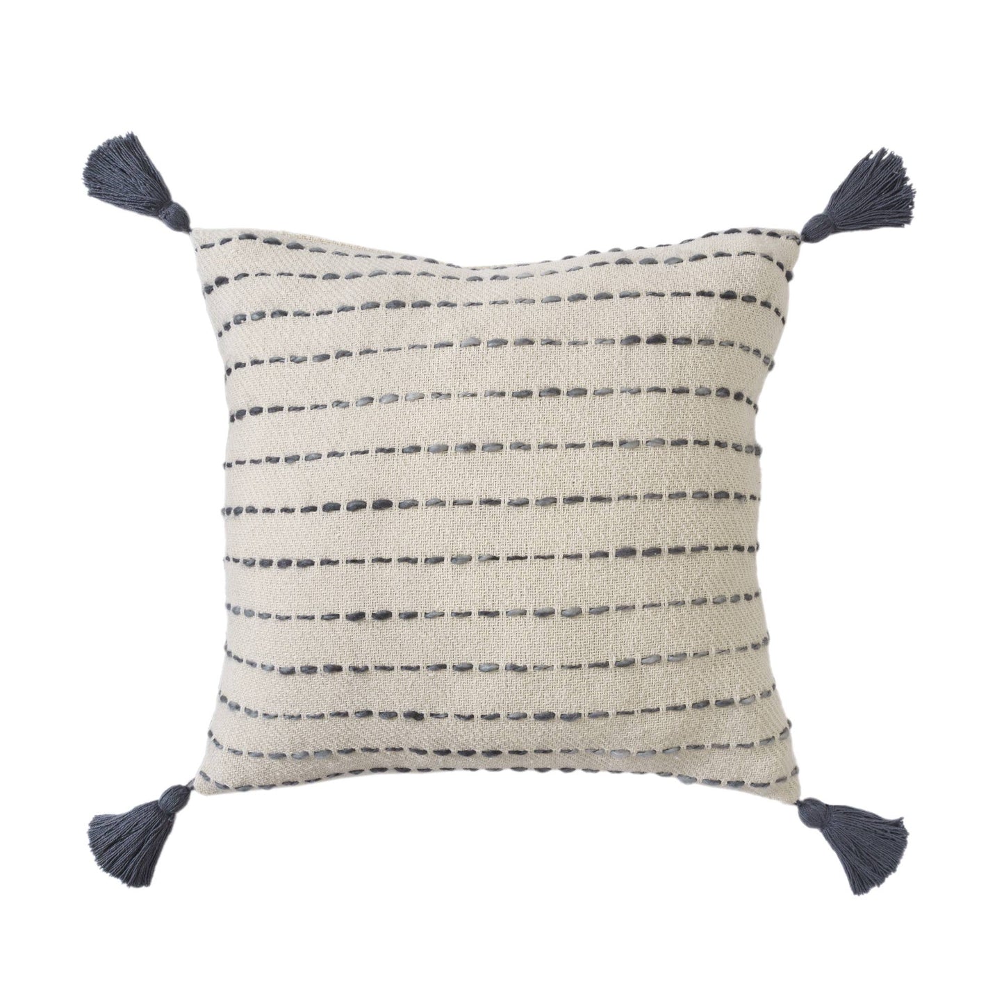 Striped Ombre Farmhouse Flatweave Throw Pillow: White/ Beige / Polyfill