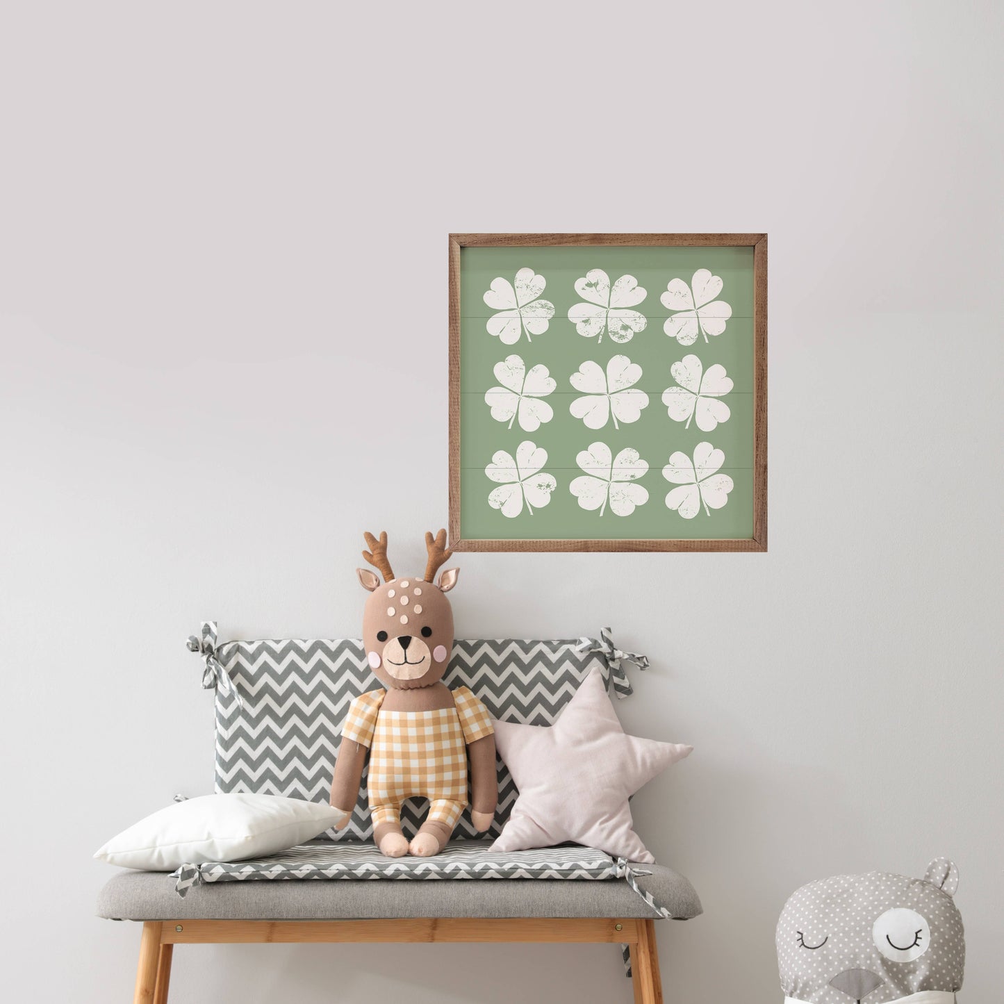 Nine Clovers Green: 8 x 8 x 1.5