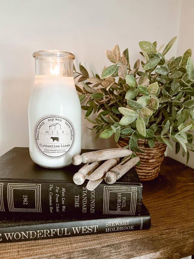 Milk Bottle Candle Clothesline Linen