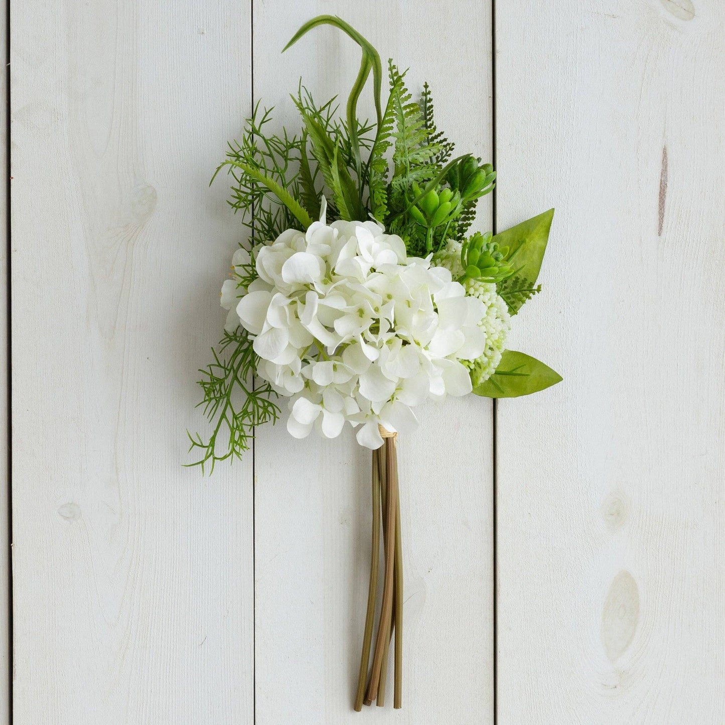 White Hydrangea Fern Mix Pick