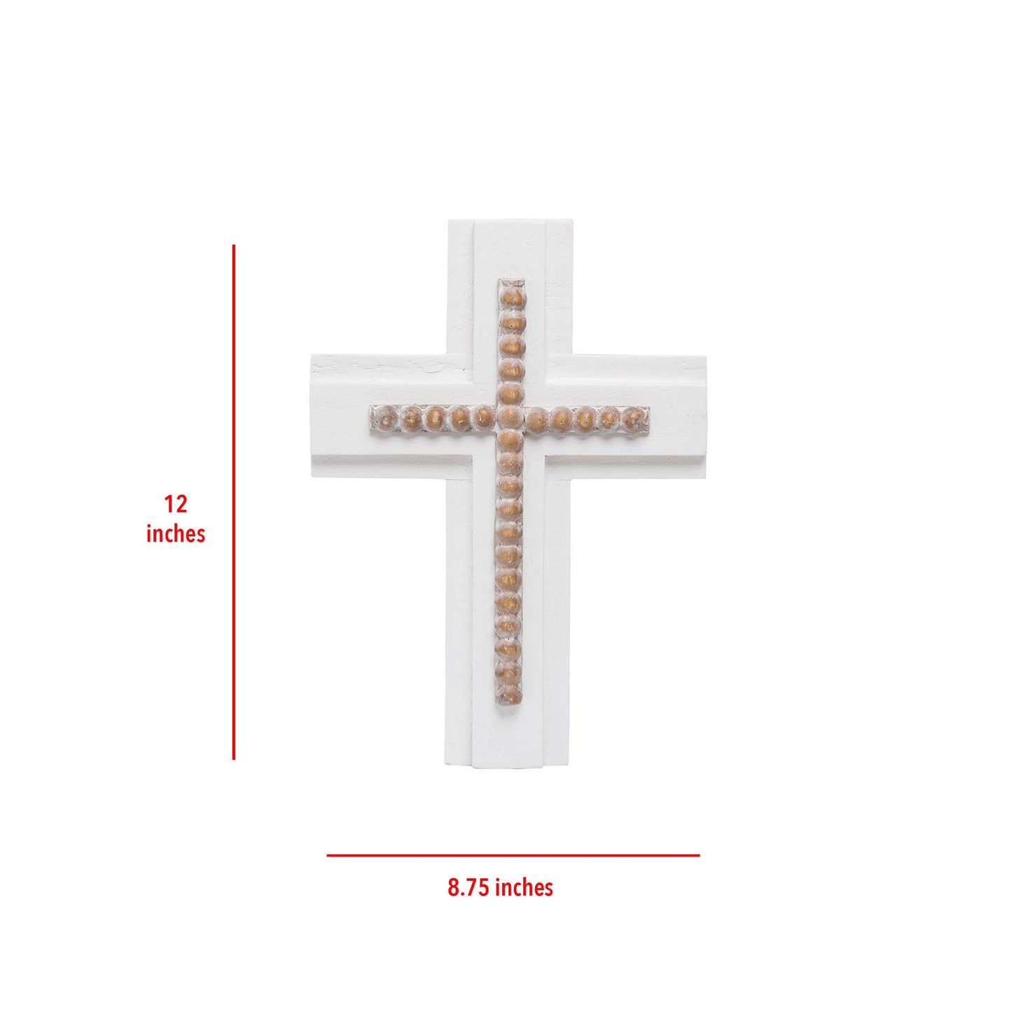 White Wood and Natural Bead Easter Wall Cross