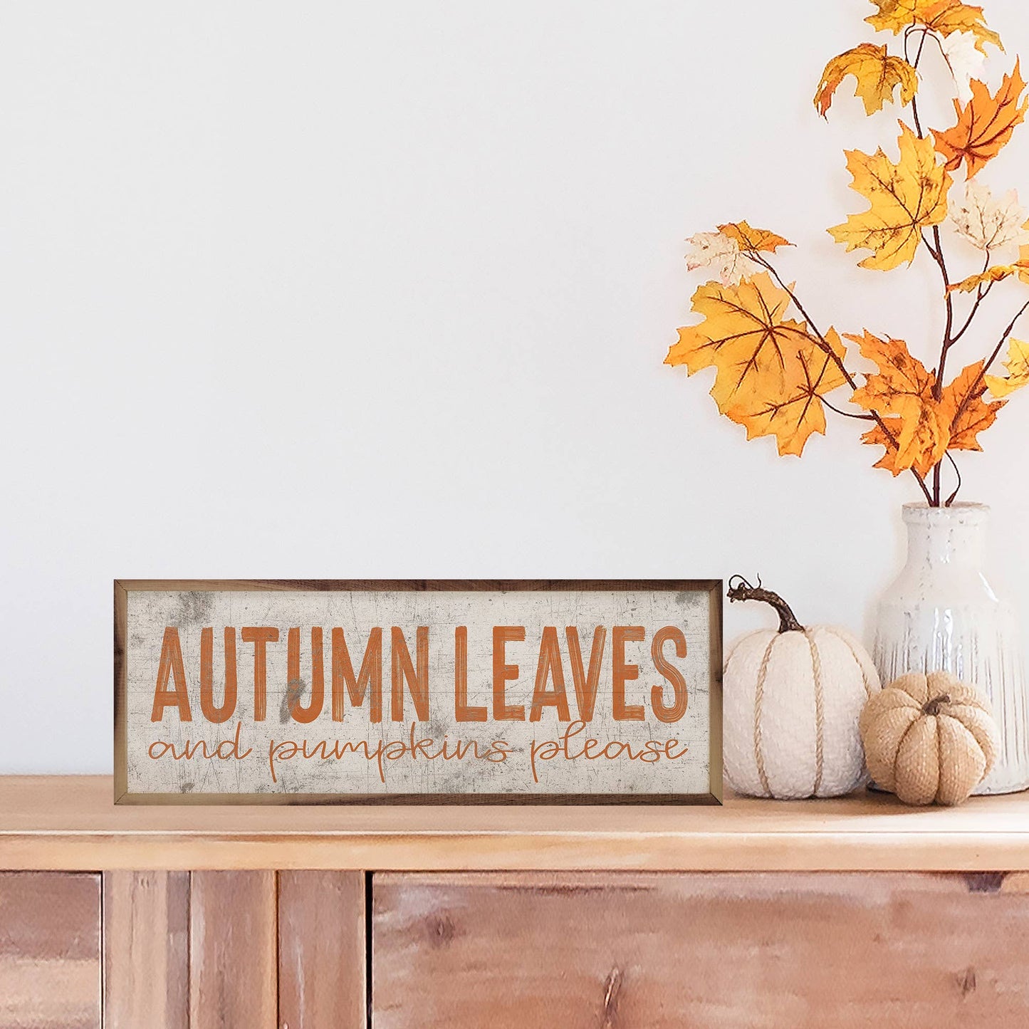 Autumn Leaves Orange On White: 12 x 4 x 1.5