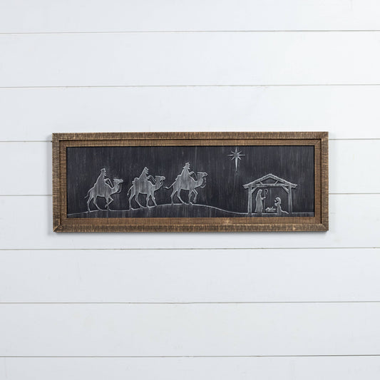 FRAMED METAL NATIVITY SCENE