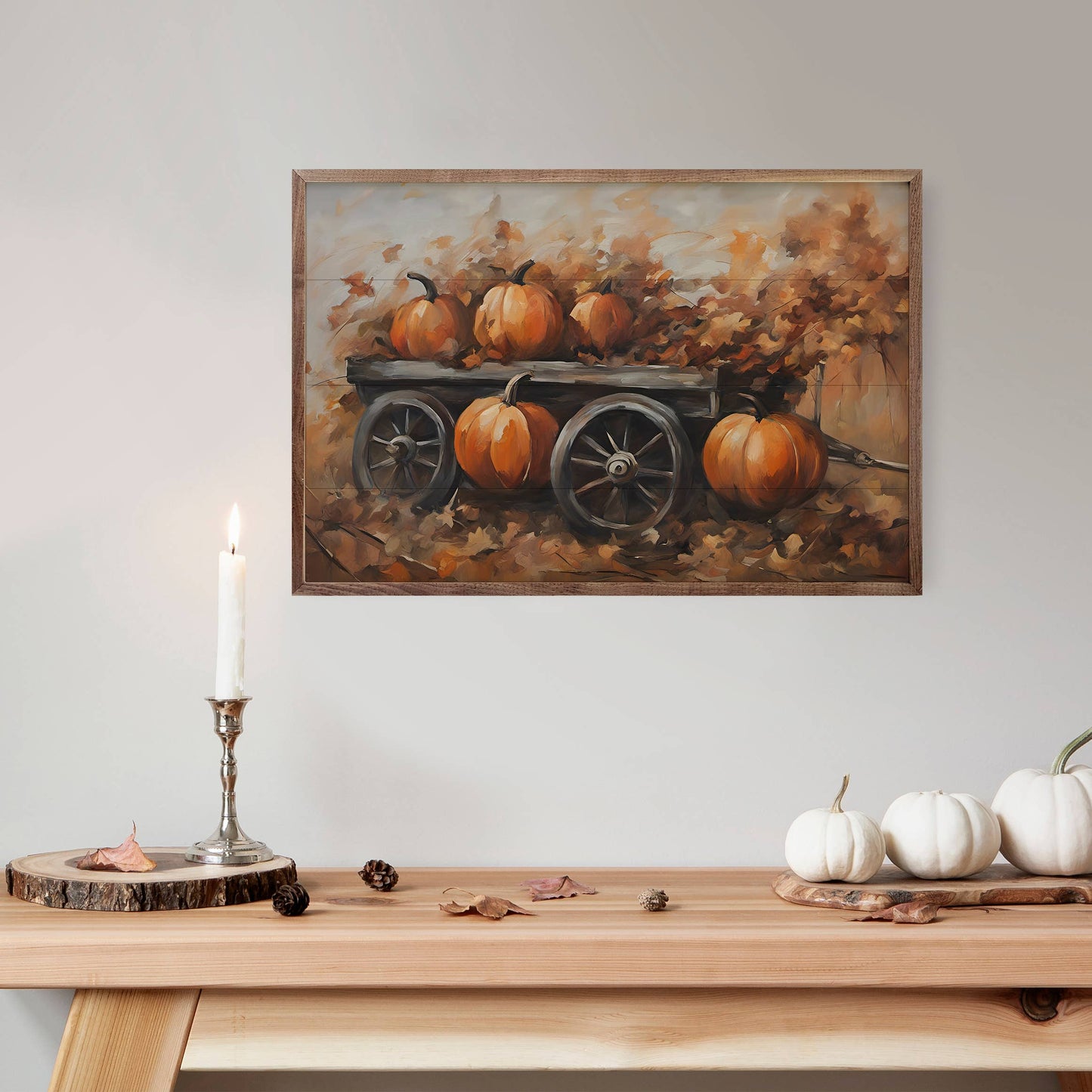 Pumpkins On Wagon: 24 x 16 x 1.5