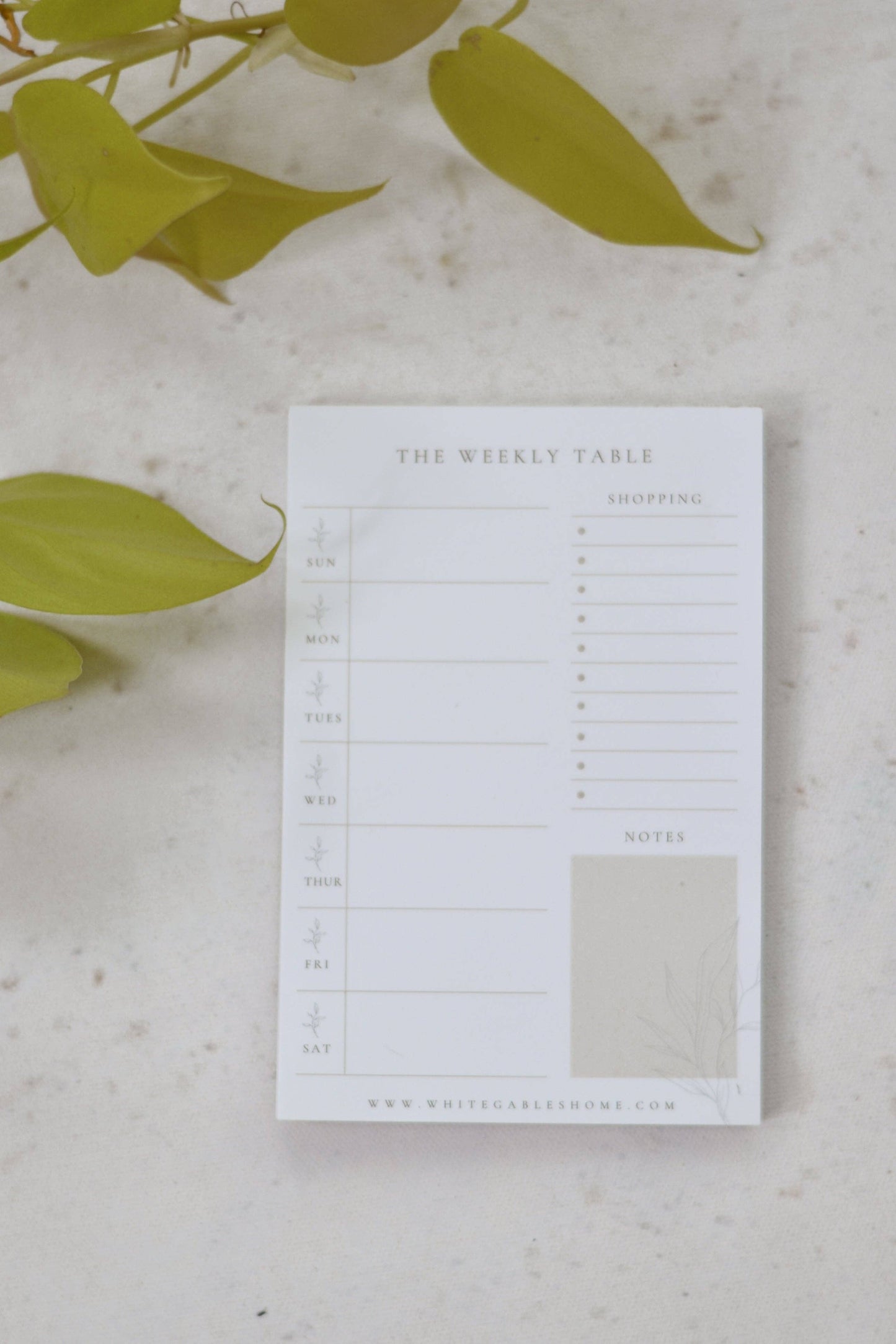 Weekly Table Menu Planning Pad