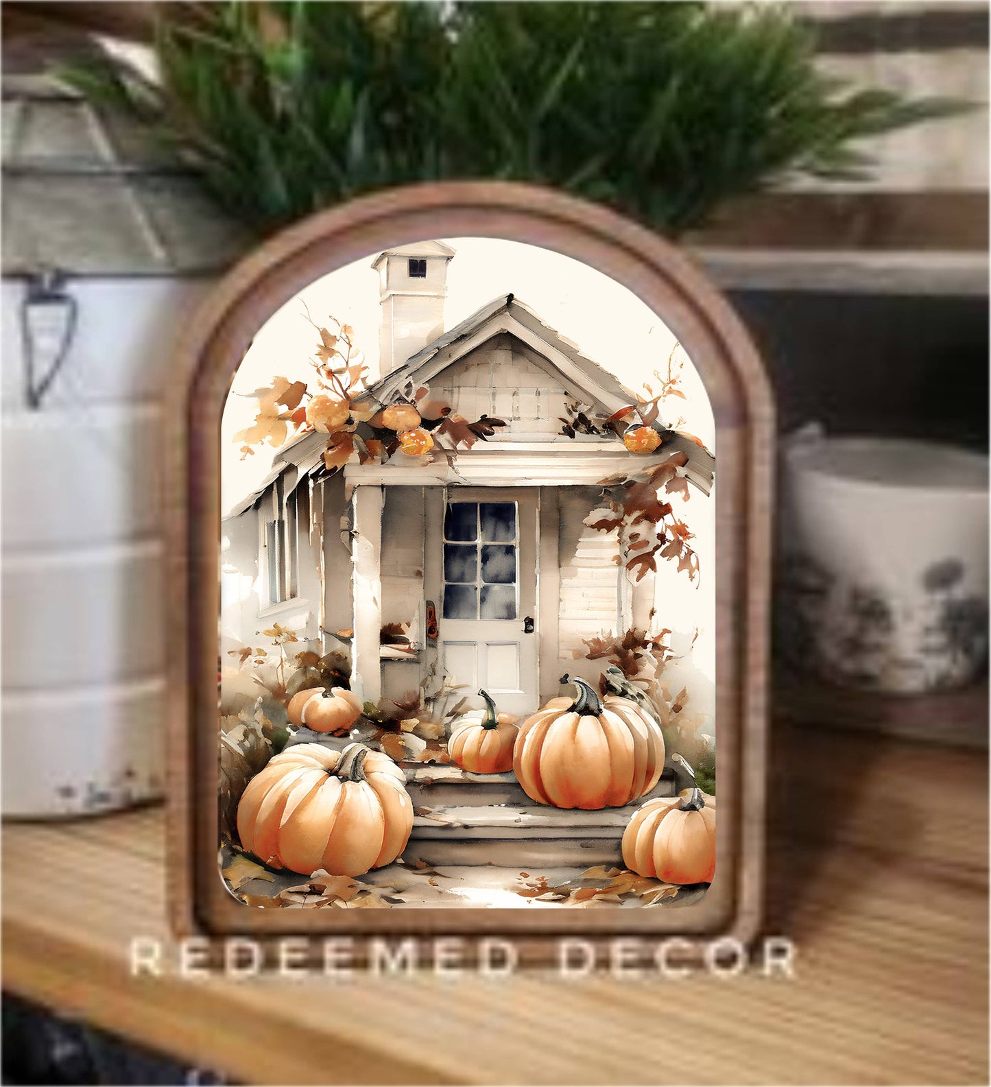 Arch Top Pumpkin Shed Framed Art : 6x8"