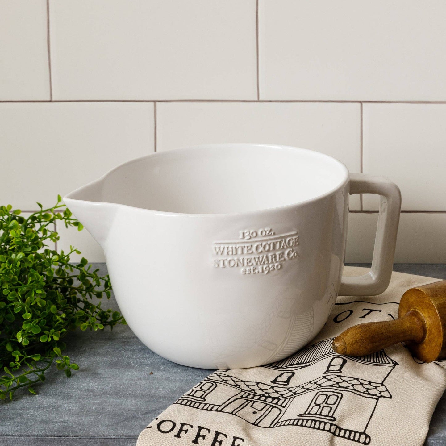 White Cottage Ceramic Batter Bowl (PC)