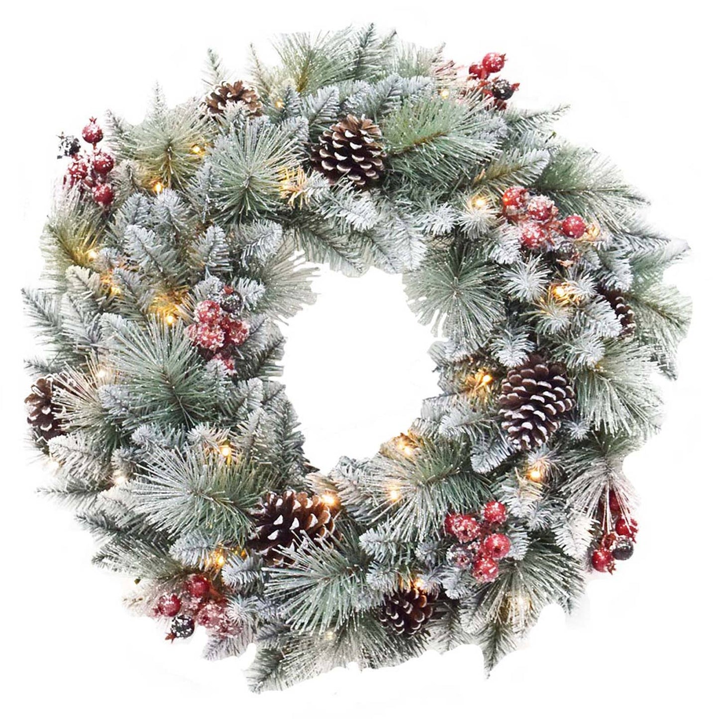 30" Glitter Mixed Pine Wreath, 160 Tips