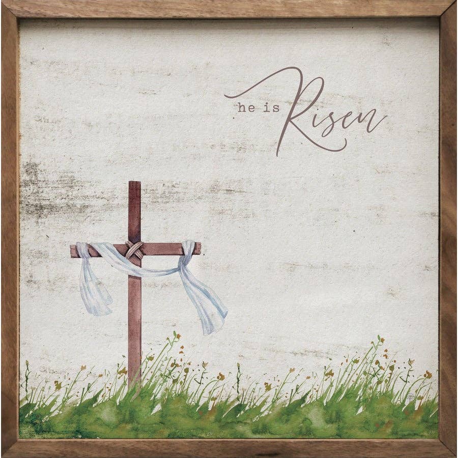 He is Risen Cross Whitewash: 16 x 16 x 1.5