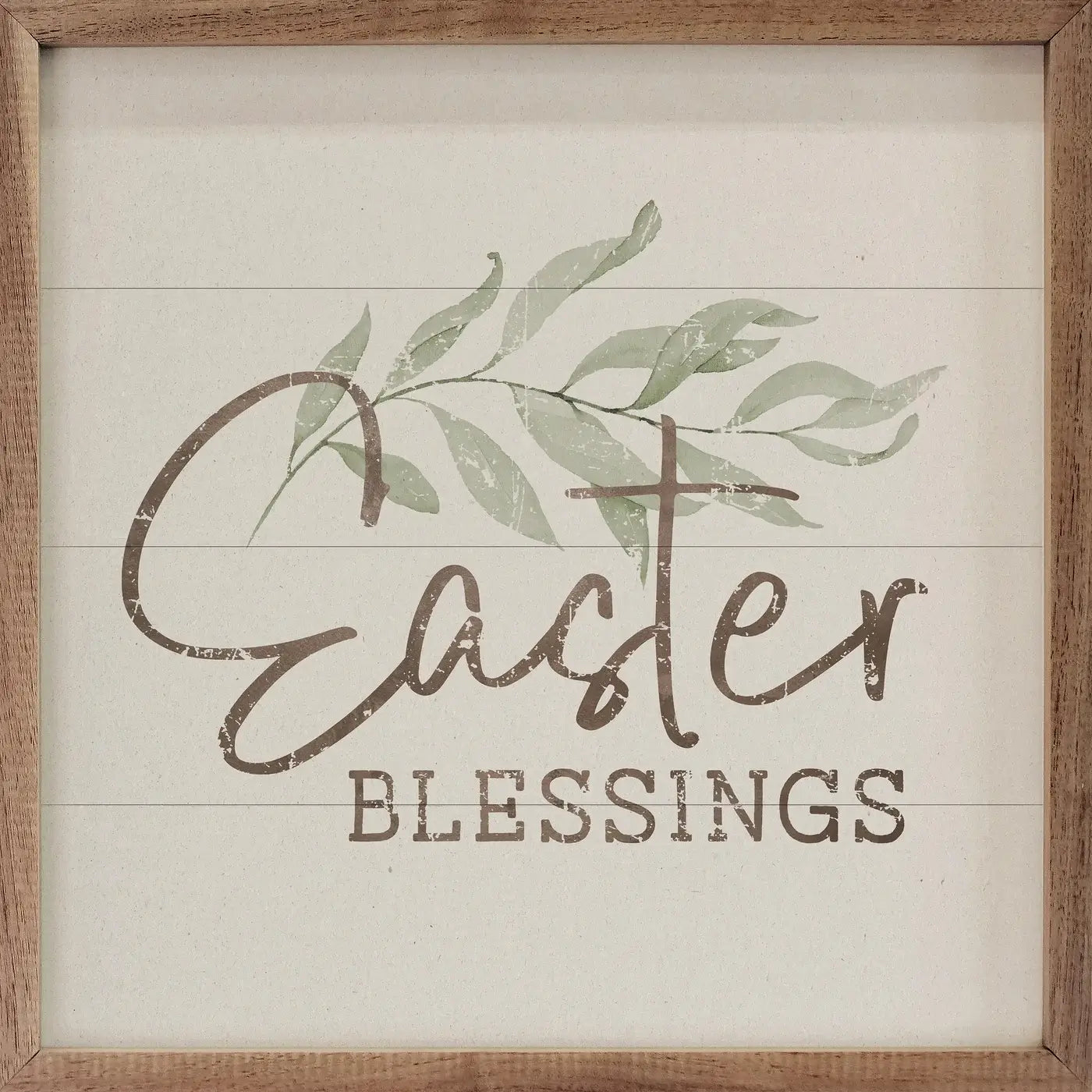 Easter Blessings Greenery White: 8 x 8 x 1.5