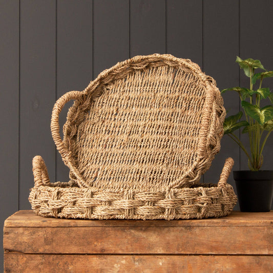 Handmade Braided Seagrass Trays (Set Of 02)
