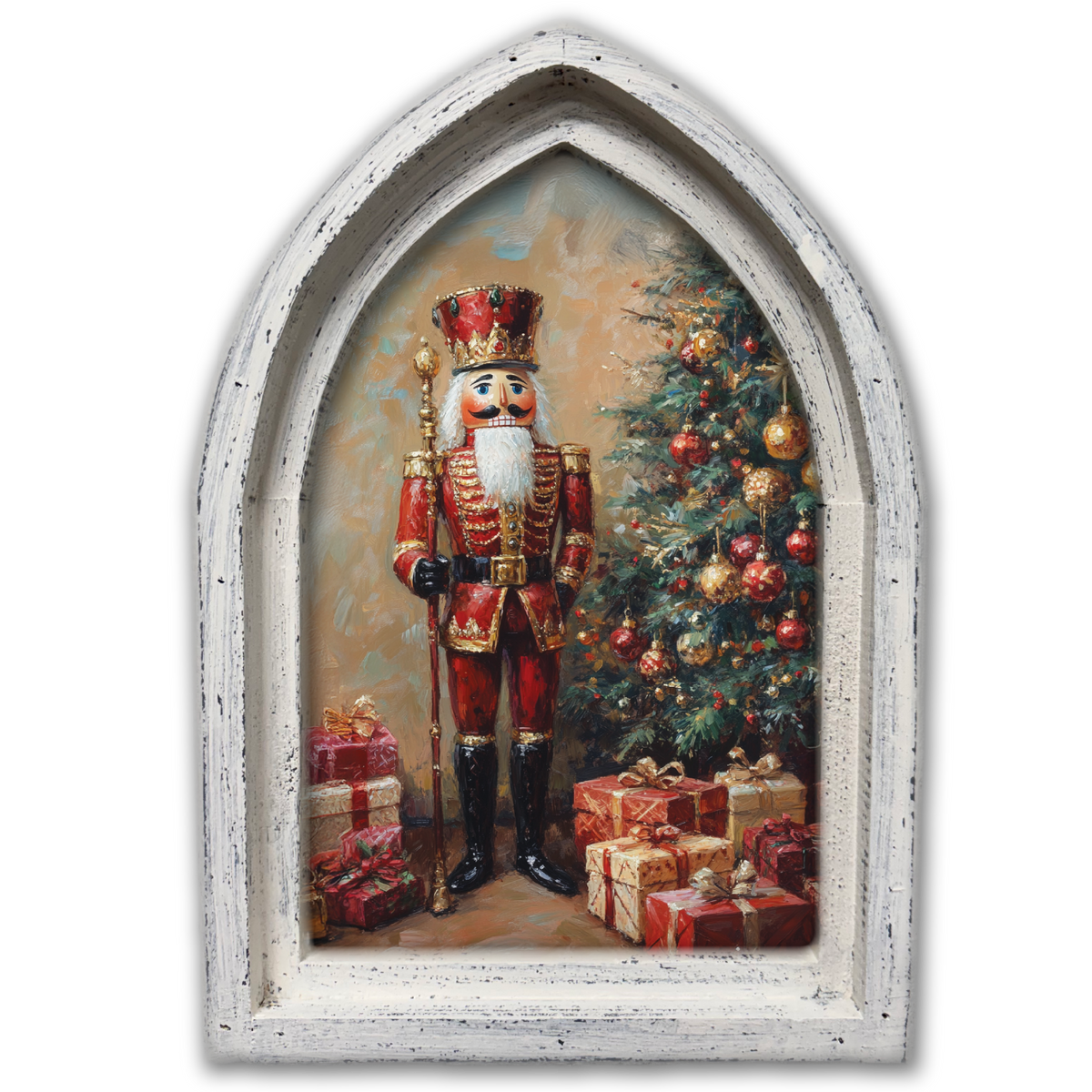 MINI ARCH FRAMED CANVAS-NUTCRACKER TREE: Signature Finish