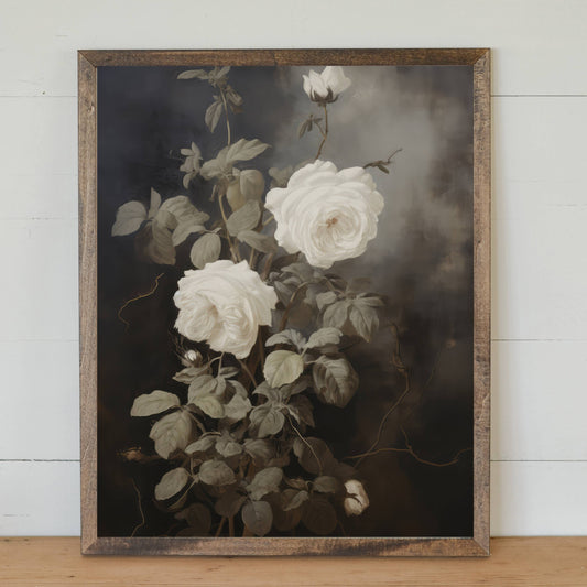 Grace In Bloom Floral Framed Art | Made in the USA : Chestnut / 16x20