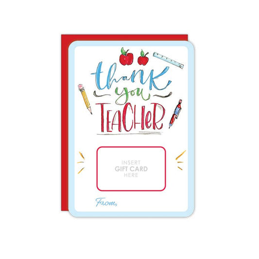 Handpainted Thank You Teacher Gift Card Greeting