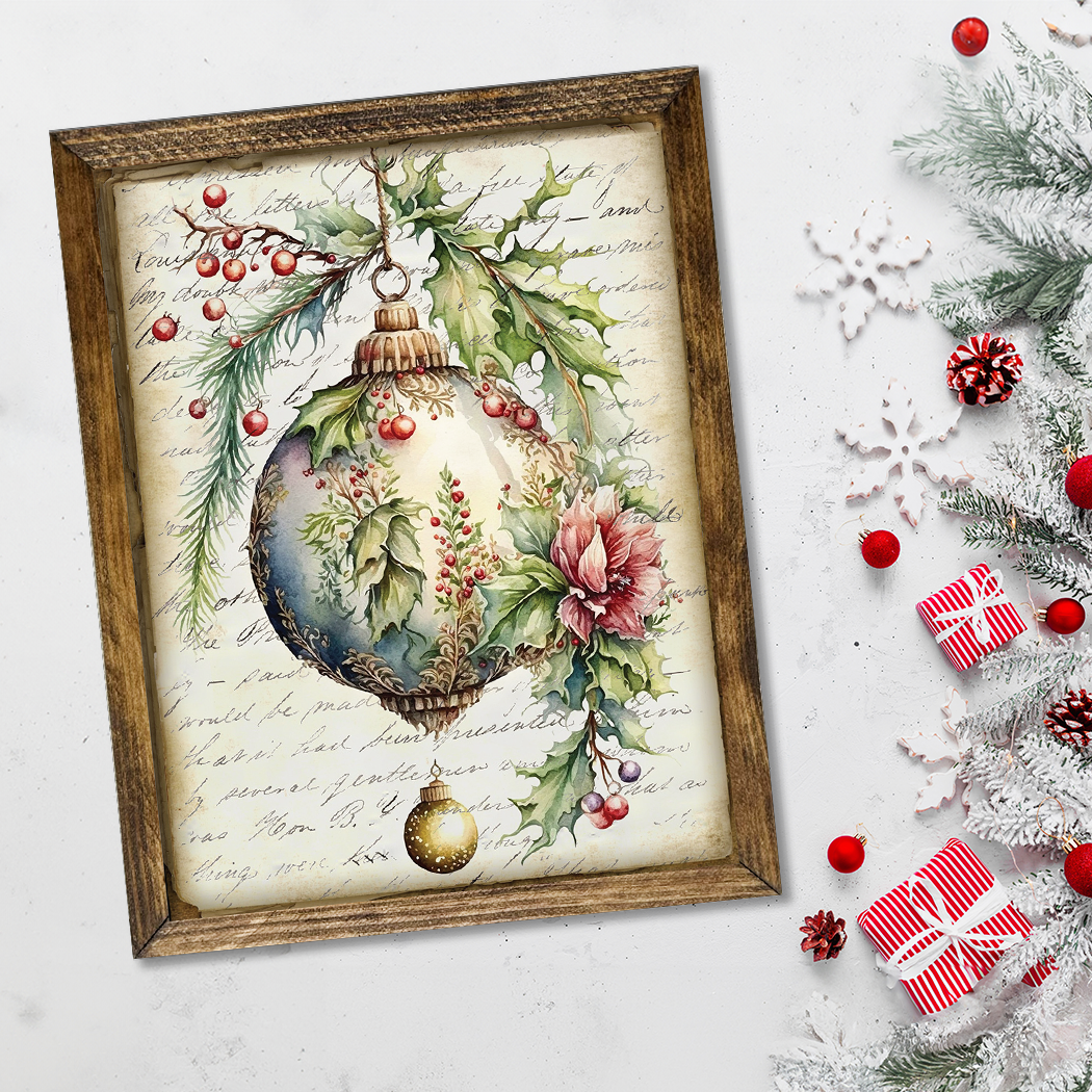 TIMBERLAND FRAME VINTAGE CHRISTMAS ORNAMENT: 9"x11"
