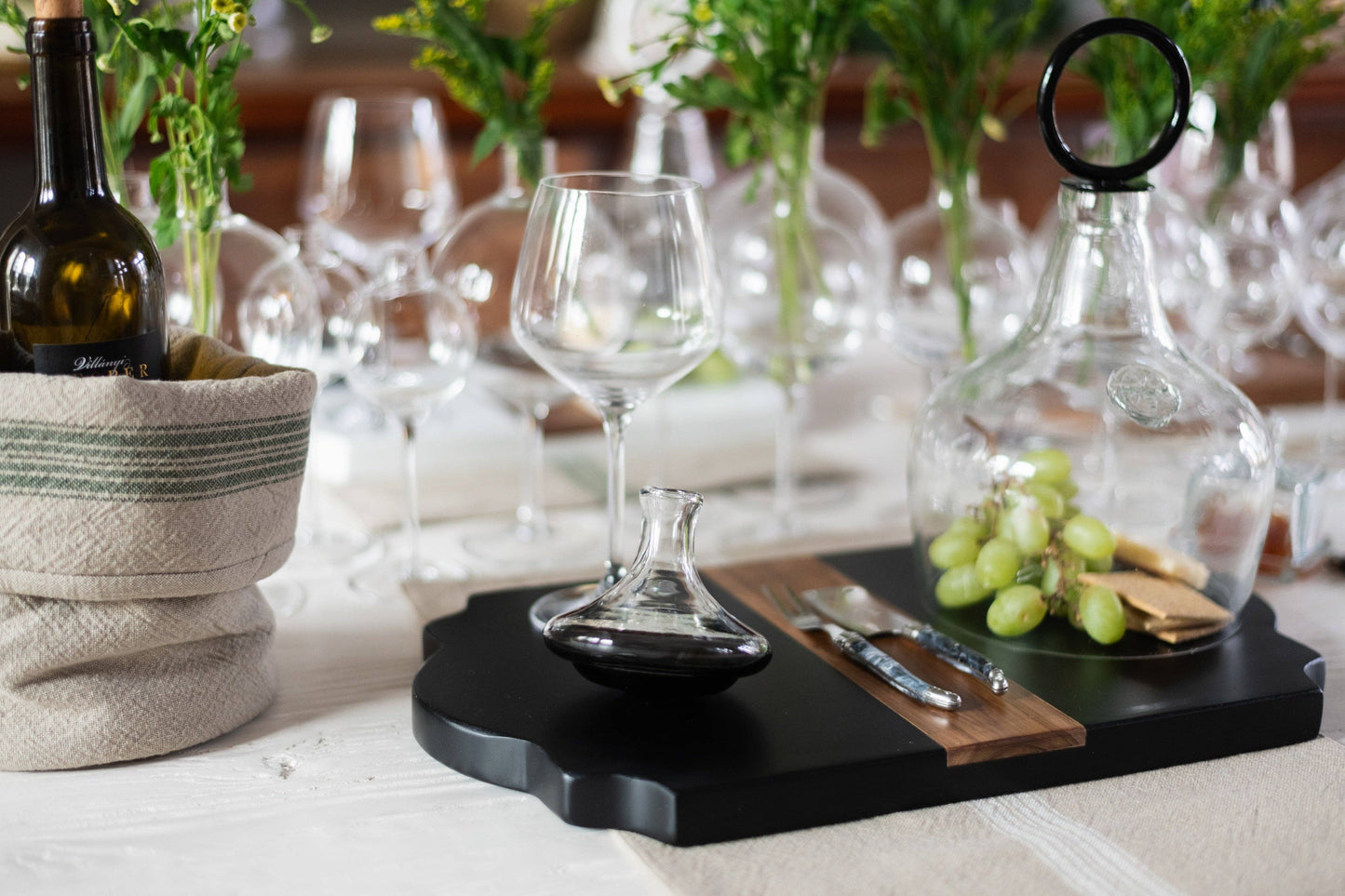 Trefoil Wood Cheese Board Charger, Black