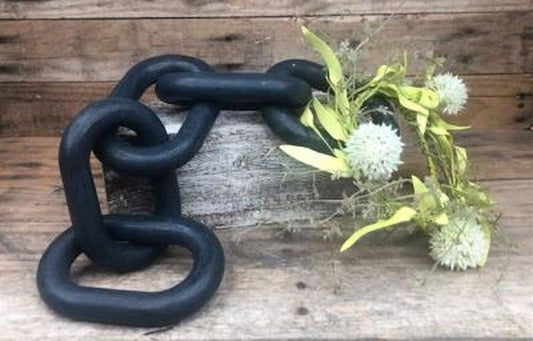 Blue Wood Link Chain Decor Large