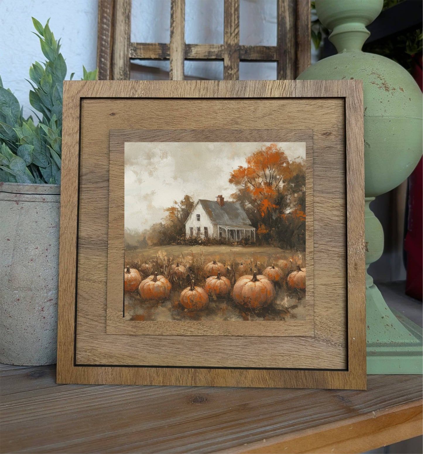 Square Framed Pumpkin Farmhouse Canvas Art