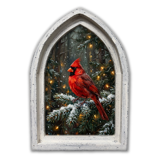 Woodland Christmas Cardinal Framed Mini Arch