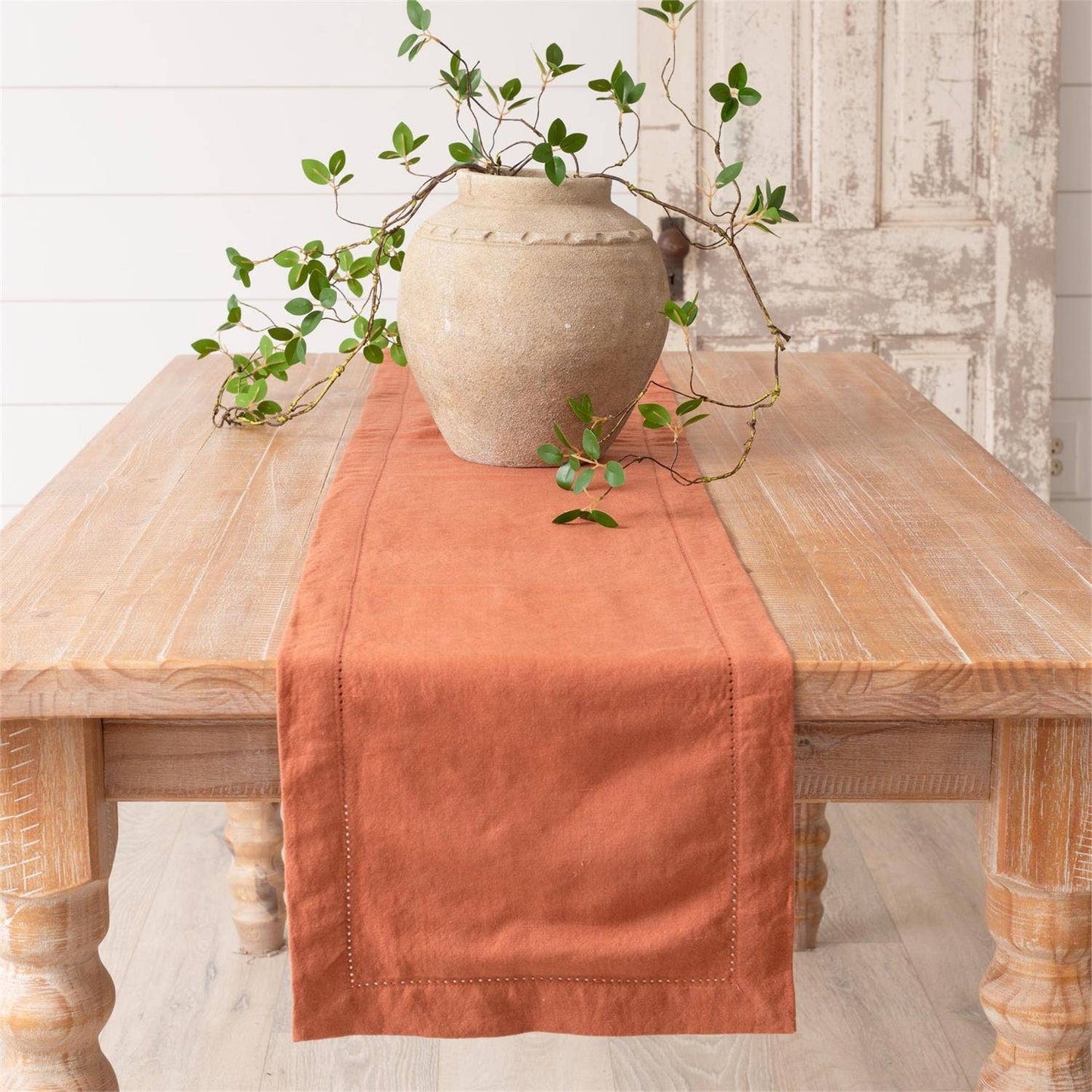 Rust Table Runner - Stonewashed Linen Blend