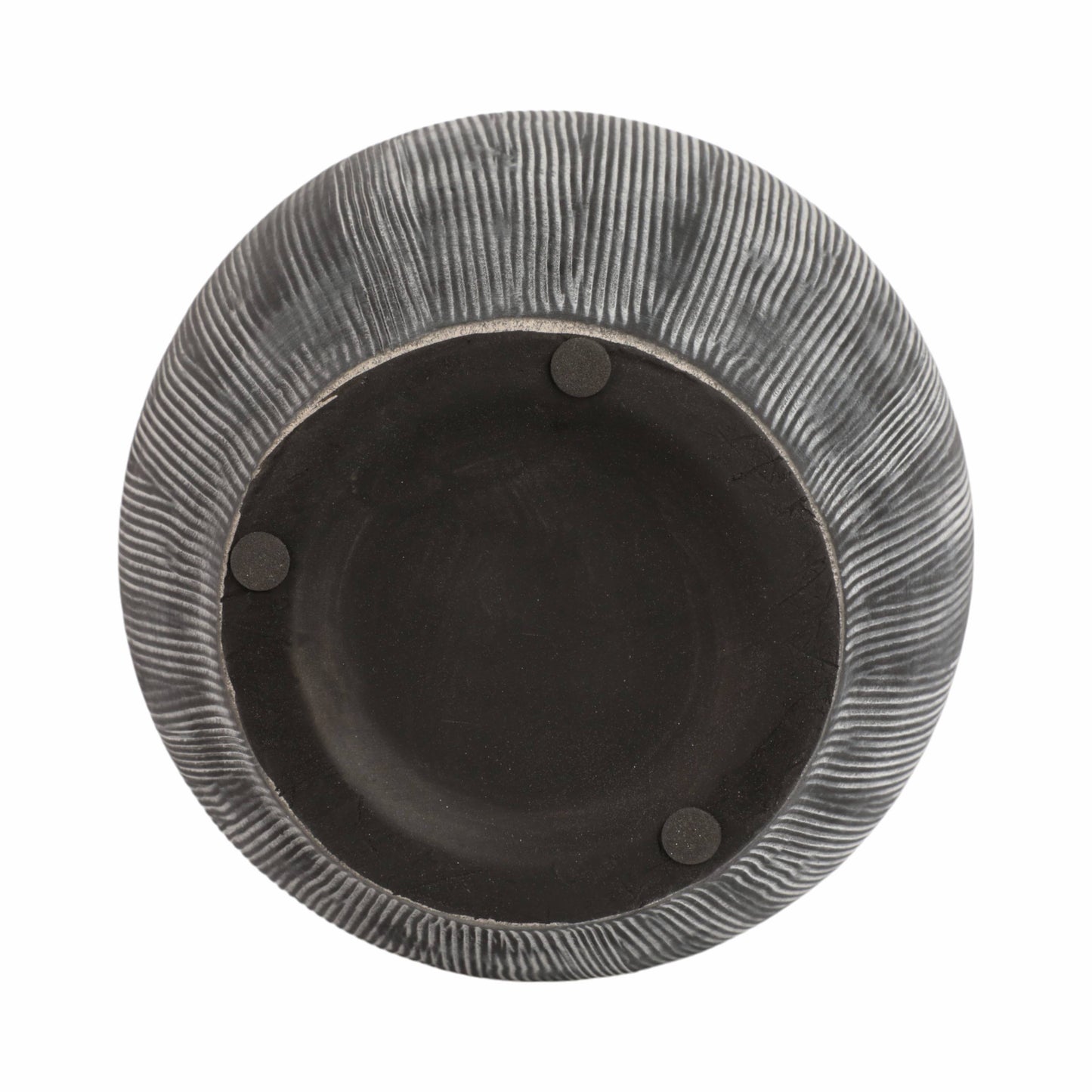 Ceramic Ribbed Texture Weathered Handle Vase - Black, 10 in.