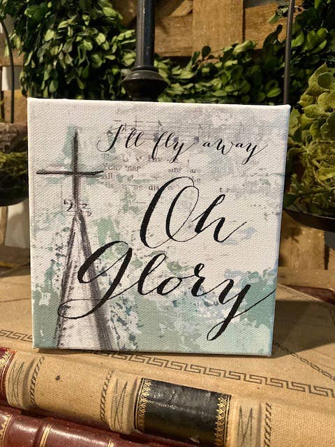 Church song art canvas print, Decorative tabletop accent: 6x6