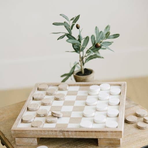 12x12x2 Wood Checker Board Set, w/storage