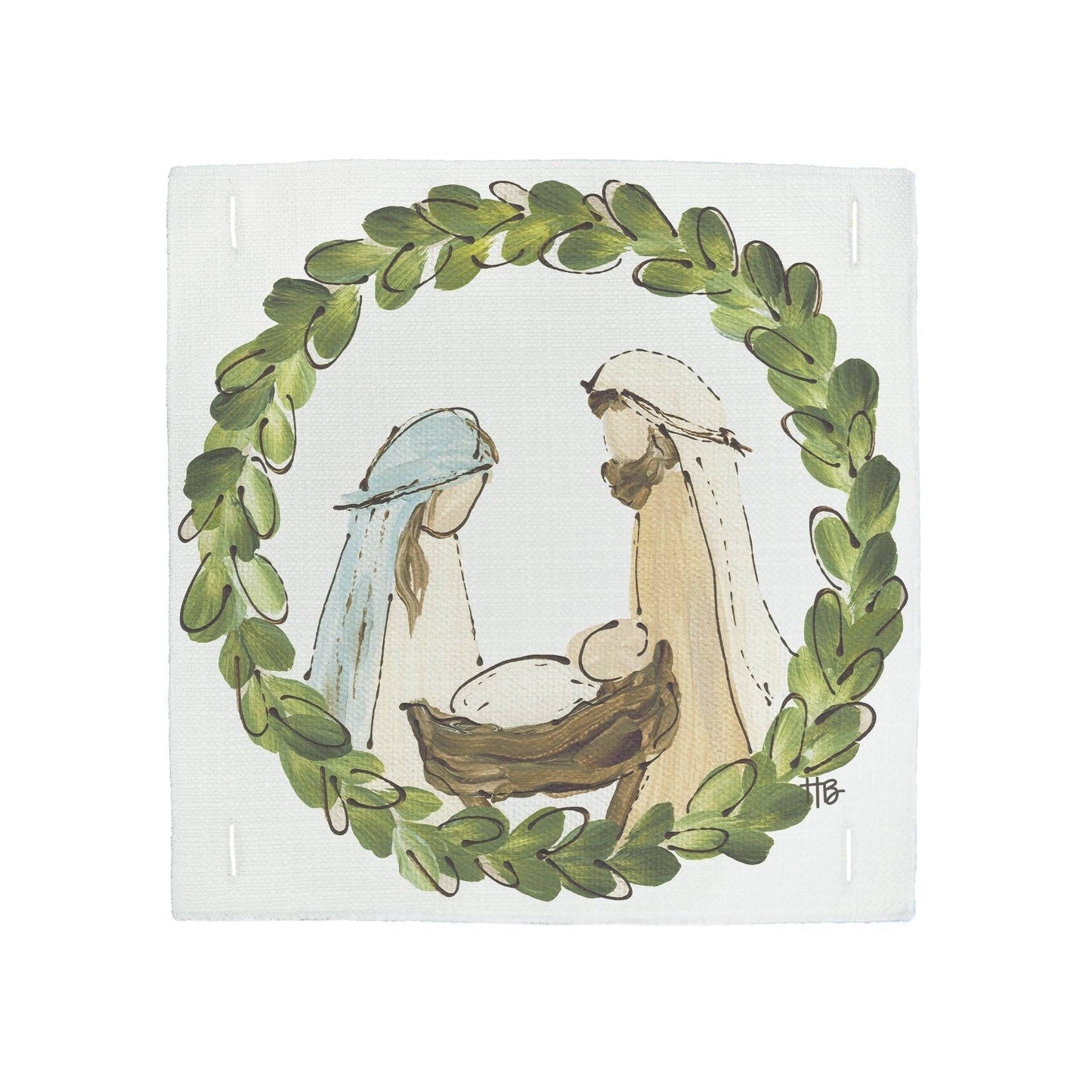 Manger Wreath Square Pillow Swap