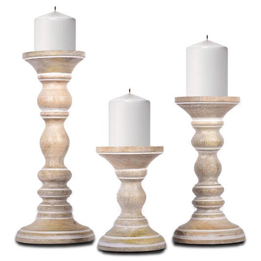 Willow in Whitewash Candle Holder Set of 3