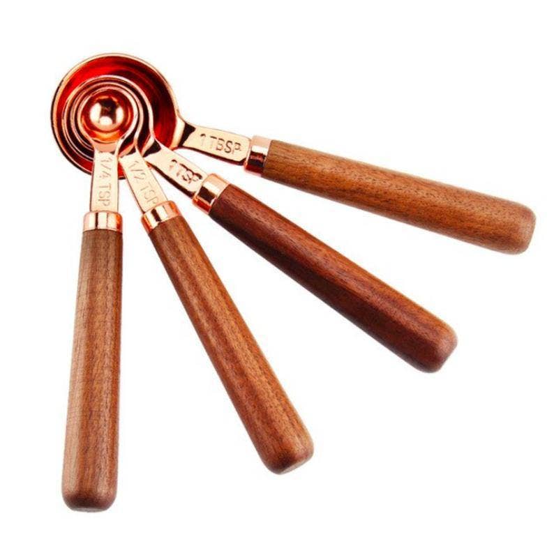 Rose Gold Stainless Steel Measuring Cups Set: 4 spoons