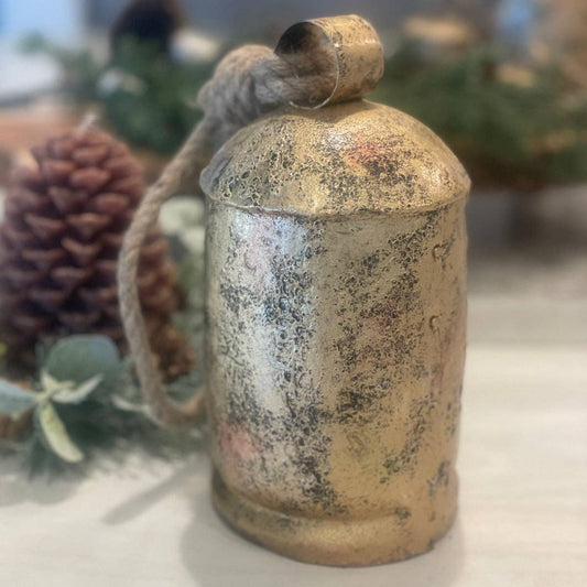 7 1/2" T Antique Gold Christmas Bell