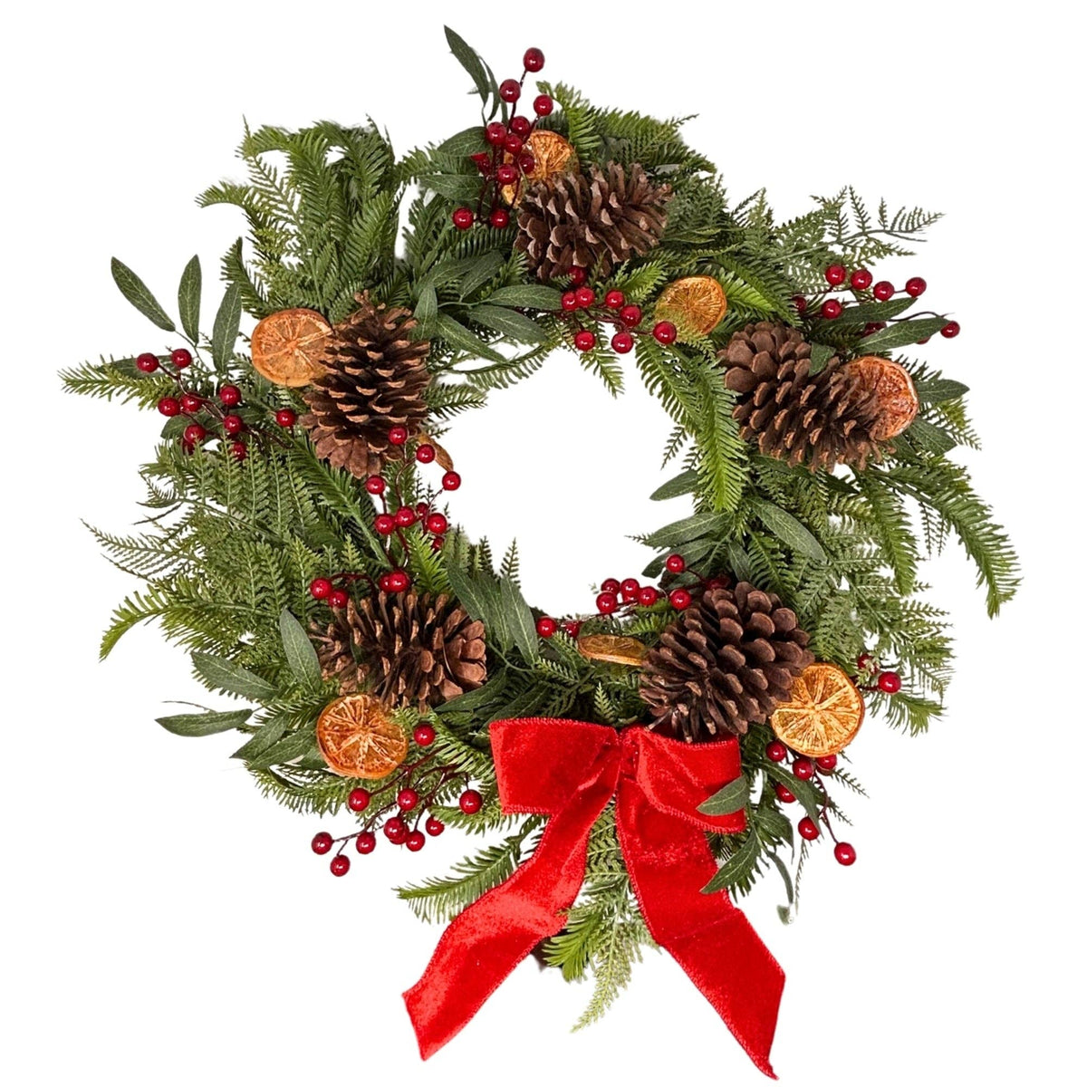 Faux Dried Orange/Berry/Pine Wreath 24"