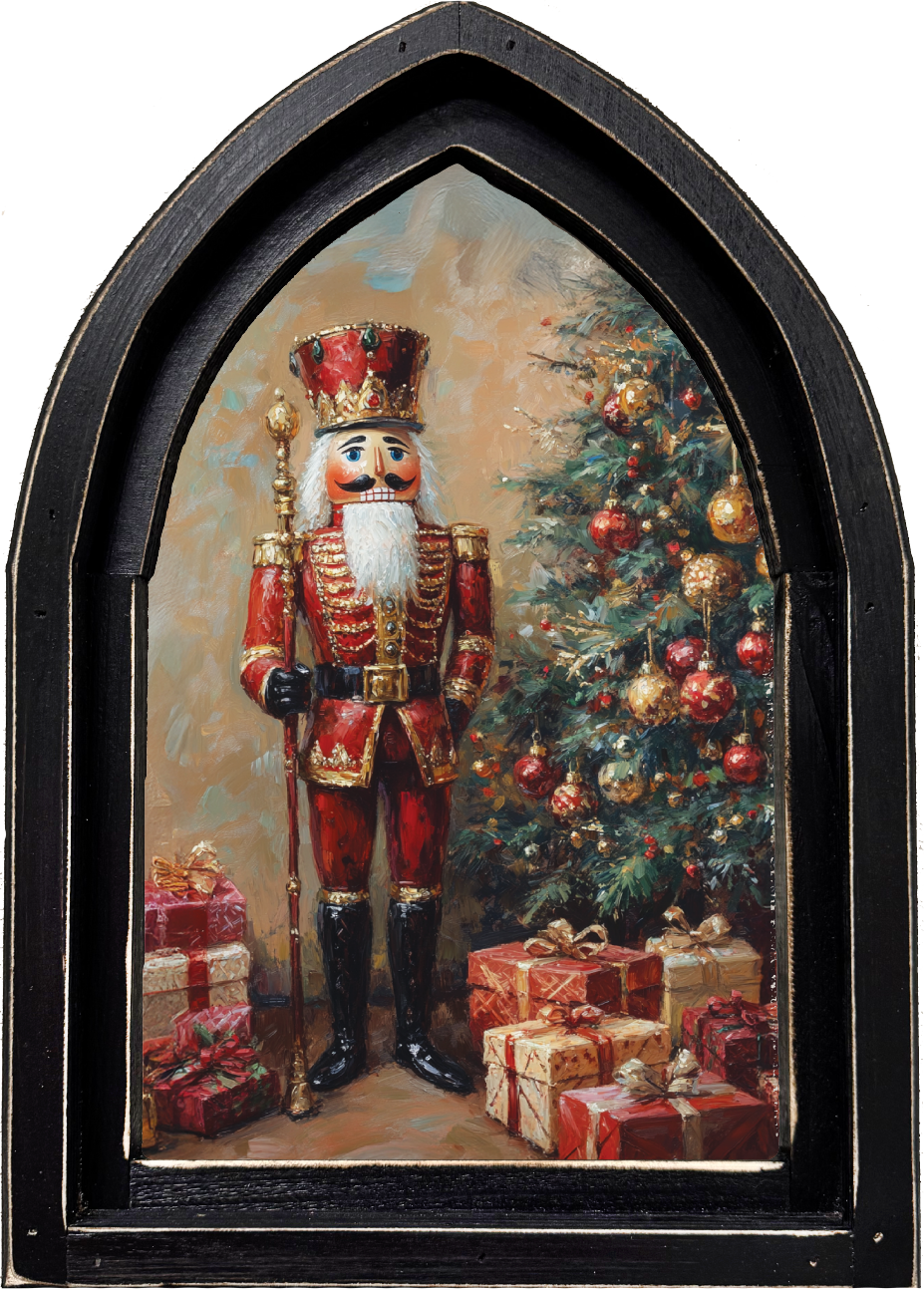 MINI ARCH FRAMED CANVAS-NUTCRACKER TREE: Signature Finish