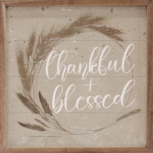 Thankful And Blessed Wreath Tan: 4 x 4 x 1