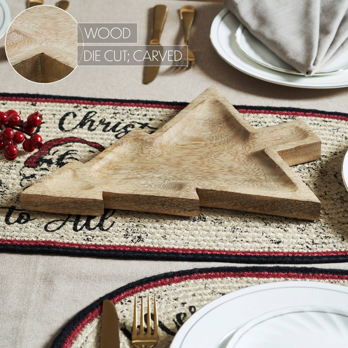 Wooden Christmas Decorative Tray 13.75x10.5x1