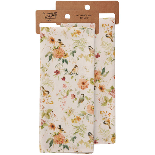 Chickadee Floral Kitchen Towel