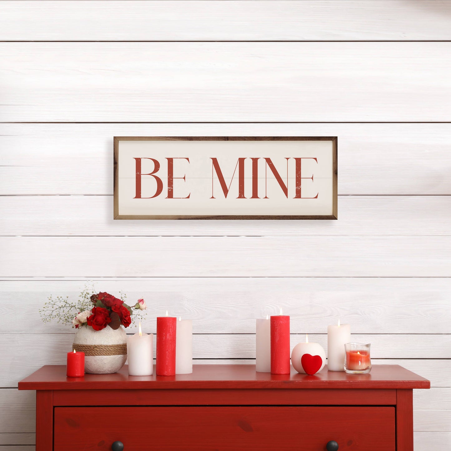 Red Be Mine On White: 12x4
