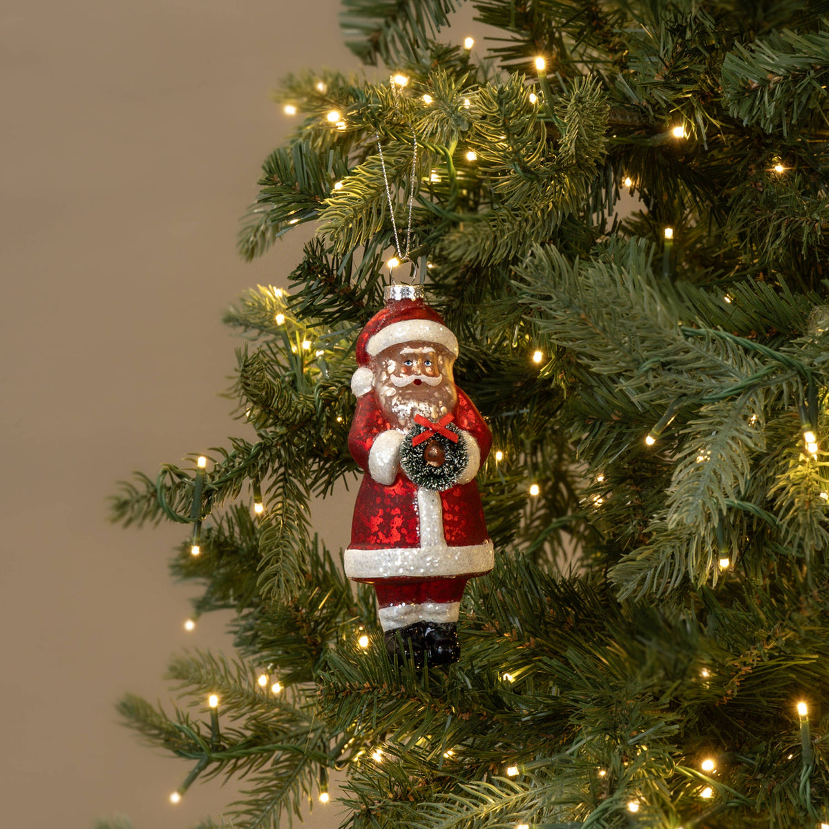 Santa Holding Wreath Ornament