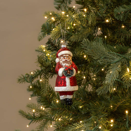 Santa Holding Wreath Ornament