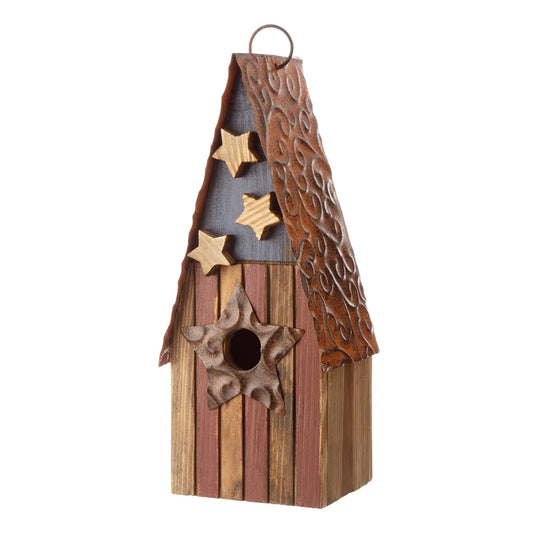 12.5 in H Patriotic Decorative Garden Birdhouse