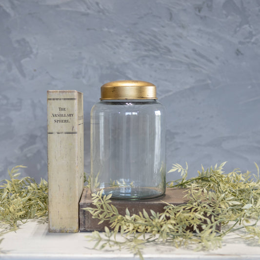 7.5" Clear Glass Jar with Gold Lid