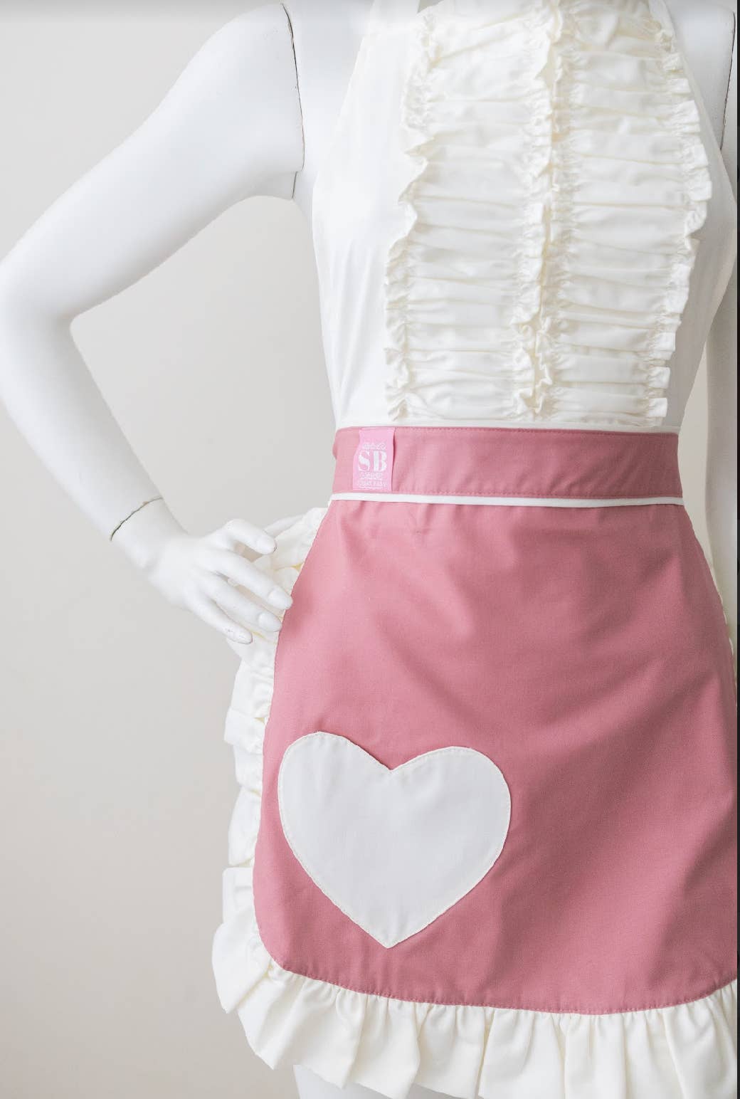 Charming Pink and Cream Sweetheart Apron 