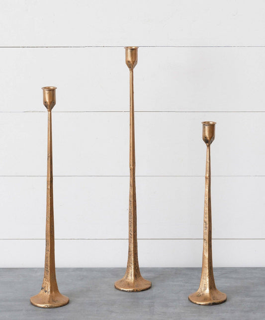 Hand Forged Metal Candle Holders, Copper (Set Of 03)