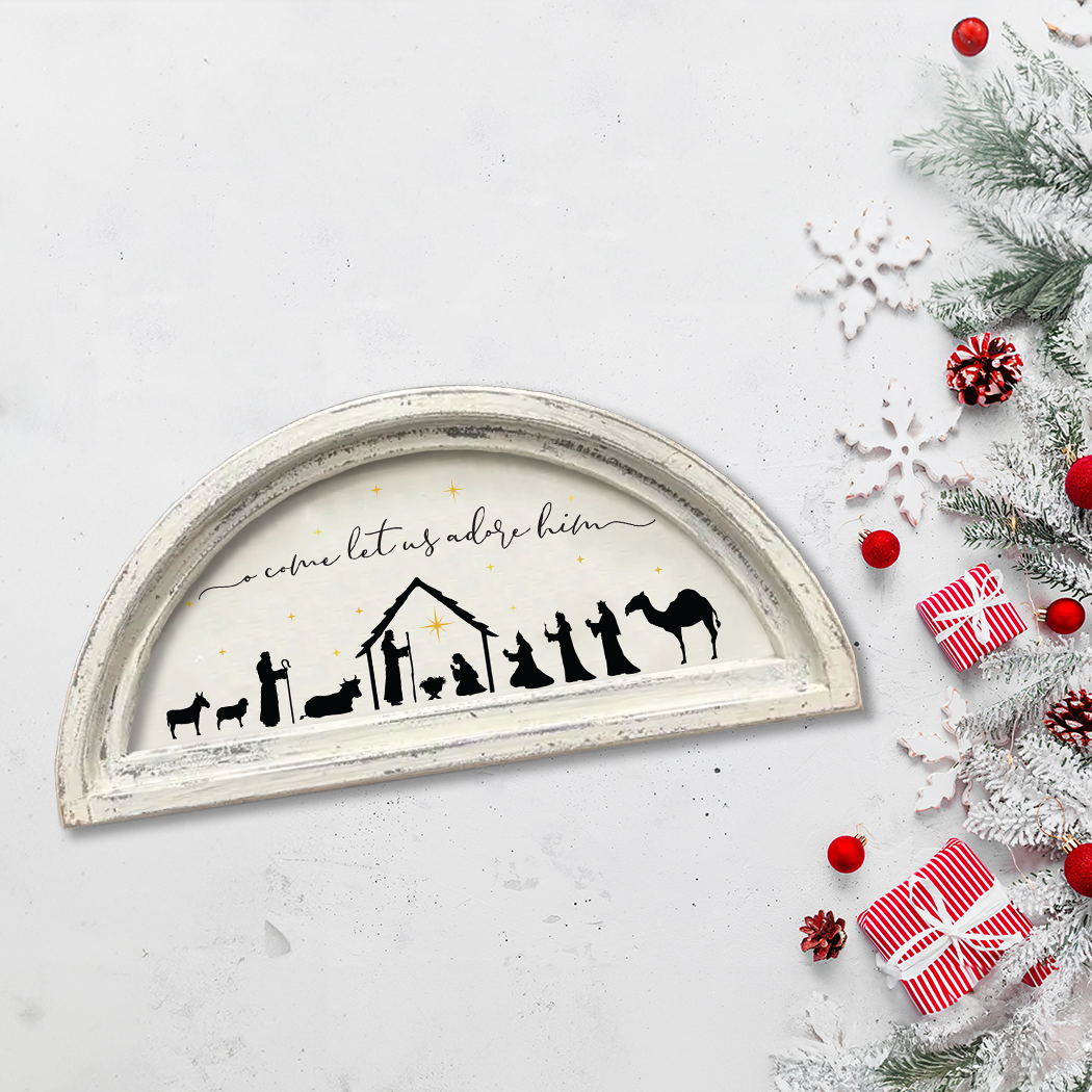 FRAMED CANVAS NATIVITY COME LET US ADORE HIM: Signature Finish