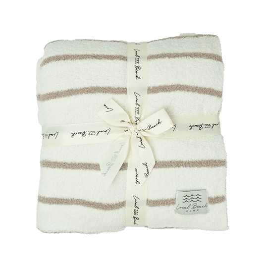 Striped Luxe Home Blanket: Taupe/Cream