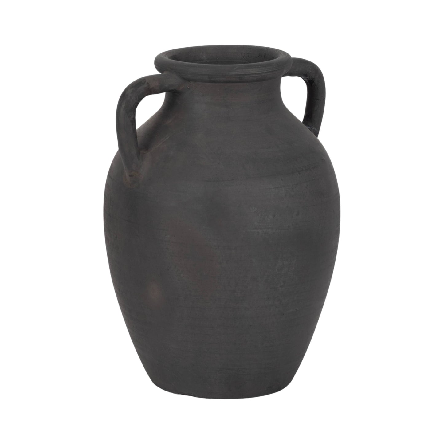 Ceramic Double Handles Decorative Vase - Black, 13 in.
